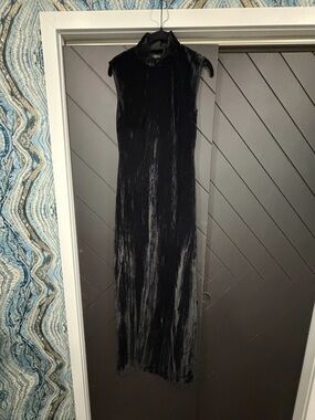 NWT NBD Black Velvet High-Neck Maxi Dress XS